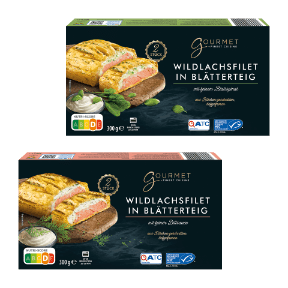 Wildlachsfilet in Blätterteig