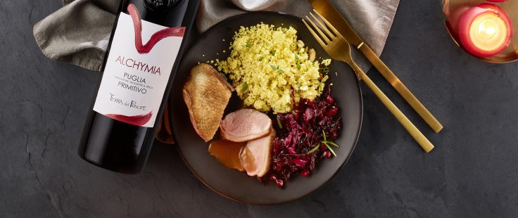 Knusperente mit Granatapfel-Rotkohl und Creme-Couscous – Rezepte von ...