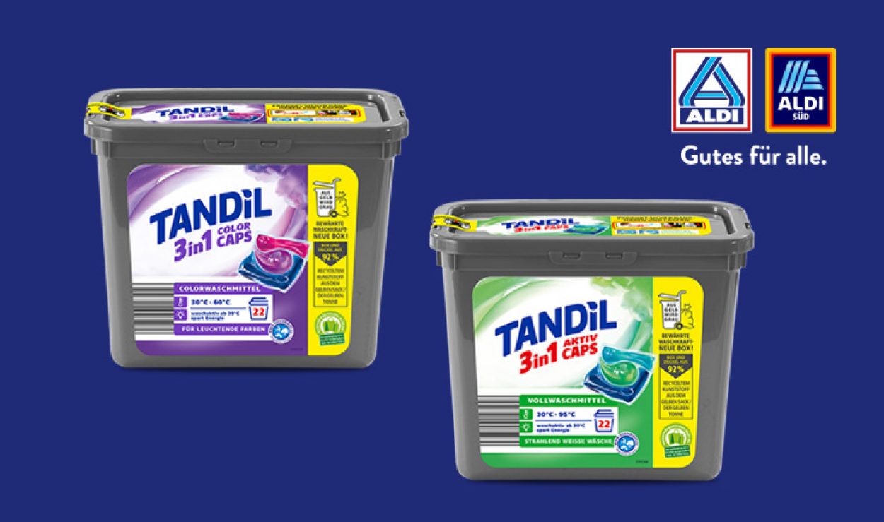 ALDI setzt in TANDIL 3in1Box erstmals recycelten Kunststoff aus dem Gelben Sack ein