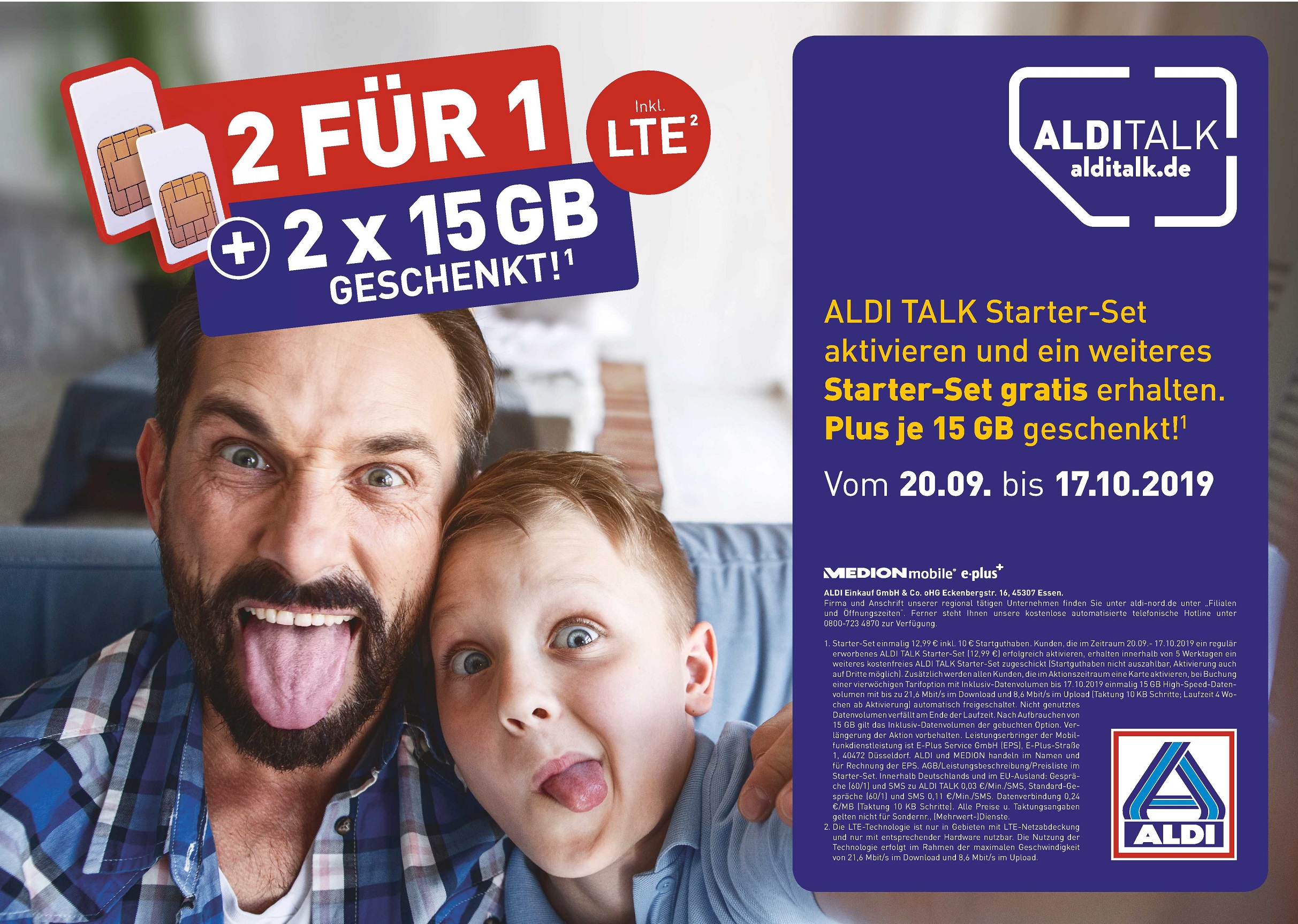 „2 für 1“Aktion mit gratis StarterSet und Datenbonus ALDI TALK