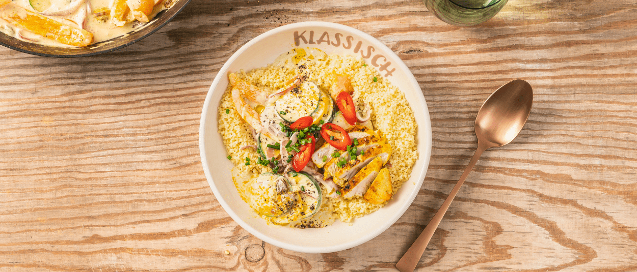 GemüseKokosBowl mit CurryHähnchen und Couscous (klassisch) Rezept