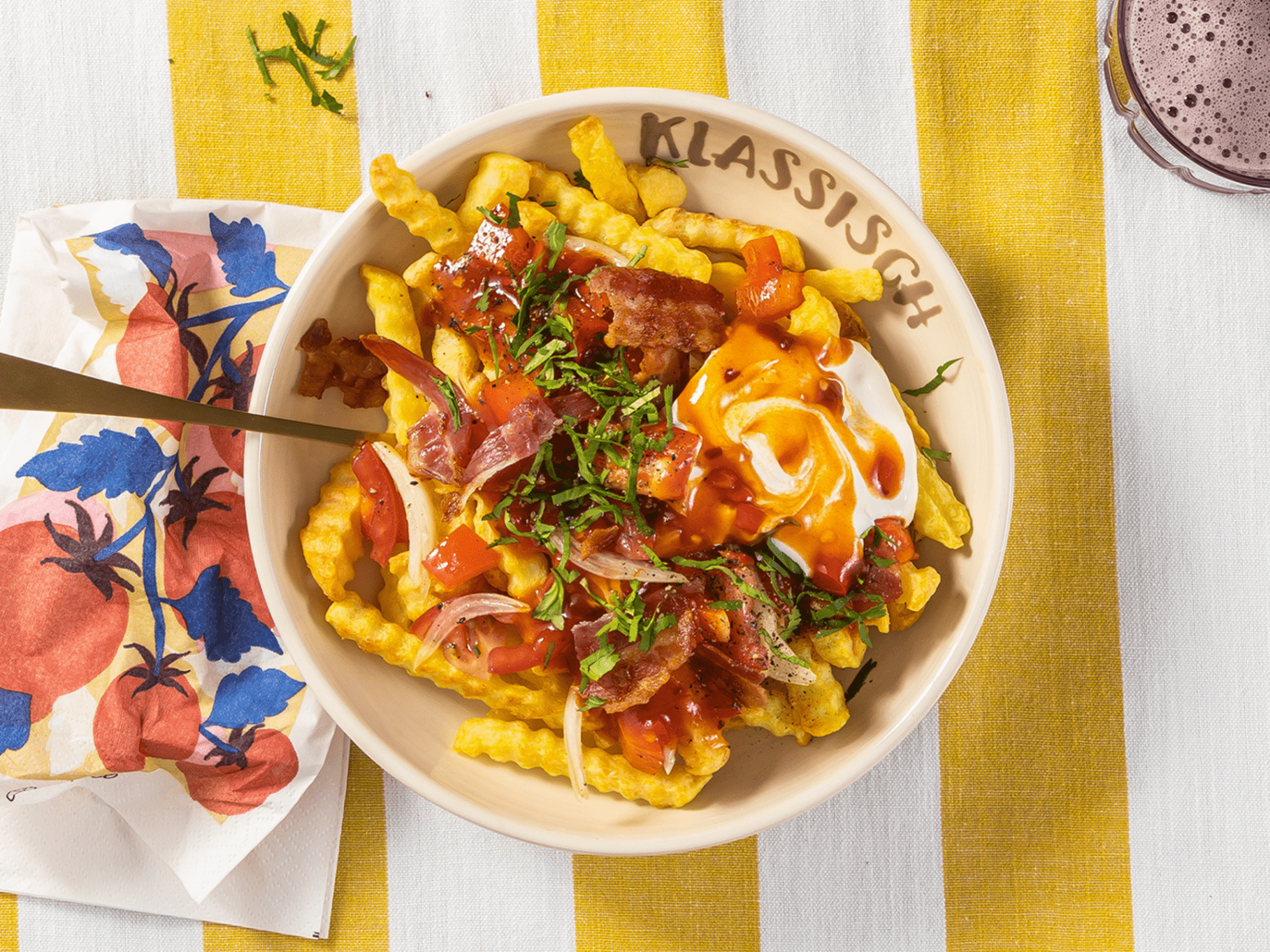 Loaded Fries mit Pink Hamshuka Rezept bei ALDI Nord