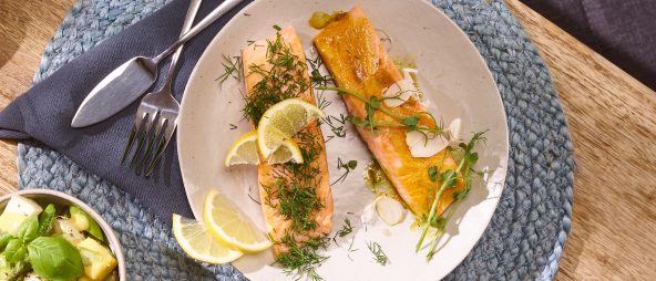 Gegrillter Lachs mit Spargel-Mango-Salat– Rezepte von ALDI Nord